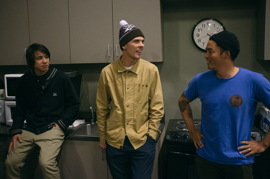 Brent Futagaki with pro skateboarders Sean Malto and Rick Howard