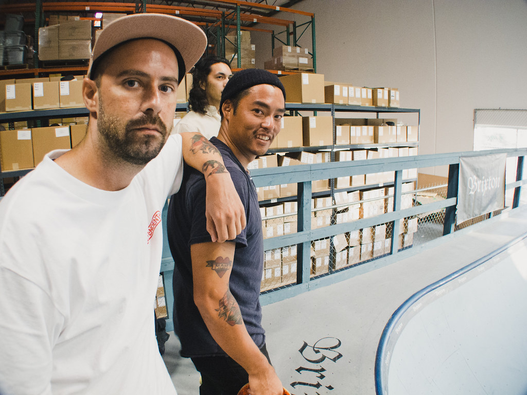 Brent Futagaki in the Active Ride Shop warehouse beside the in-house skate ramp